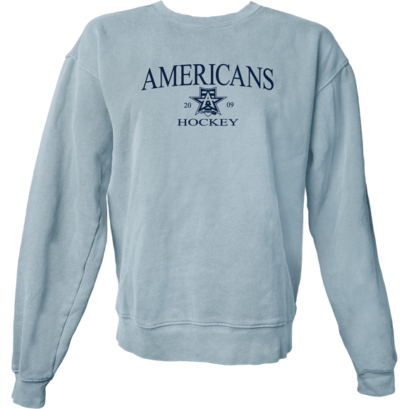 Blue Denim Embroidered Crew