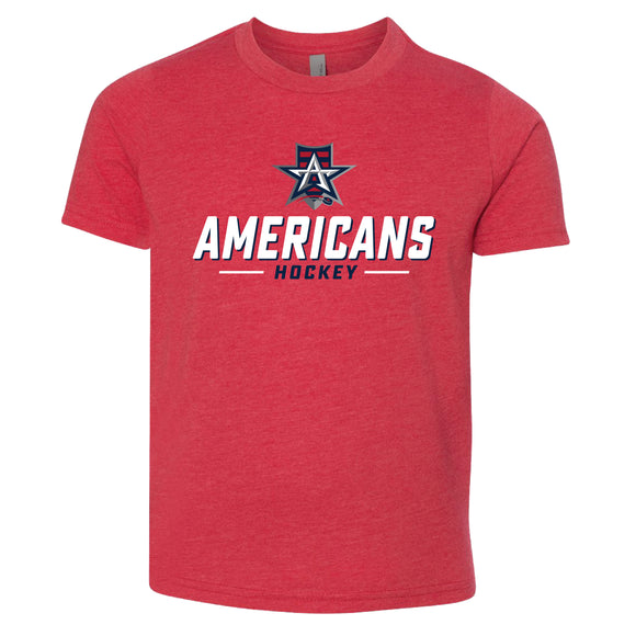 Allen Americans Youth Hockey Text Shirt (Red)