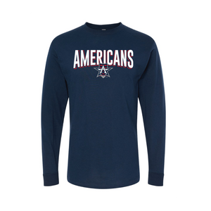 Allen Americans Navy Shadow Text Longsleeve T-Shirt