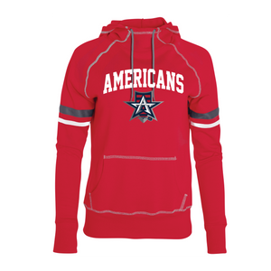 Allen Americans Ladies Red Block Text Spry Hoodie