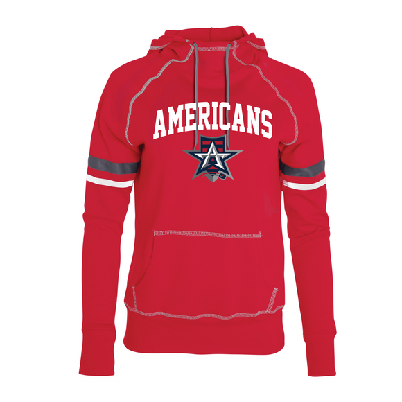 Allen Americans Ladies Red Block Text Spry Hoodie