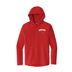 Allen Americans Red 1/2-Zip Long Sleeve Hooded Jacket