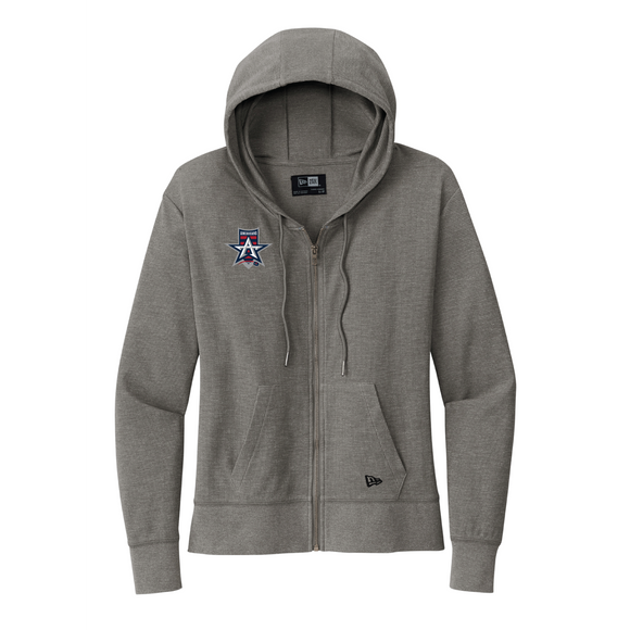 Allen Americans Women's Embroidered Shadow Gray New Era Light Weight Full-Zip Hoodie