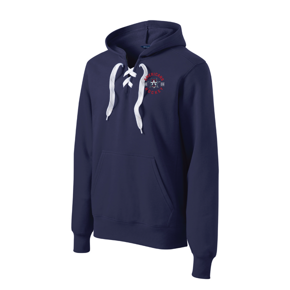 Allen Americans Navy Lace Up Pullover Hooded Sweatshirt