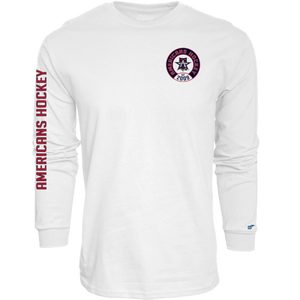 Allen Americans White Circle Logo LS Text T-Shirt