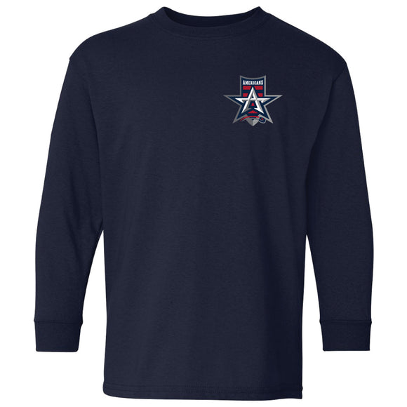 Allen Americans Youth Eagle LS Tee - Navy